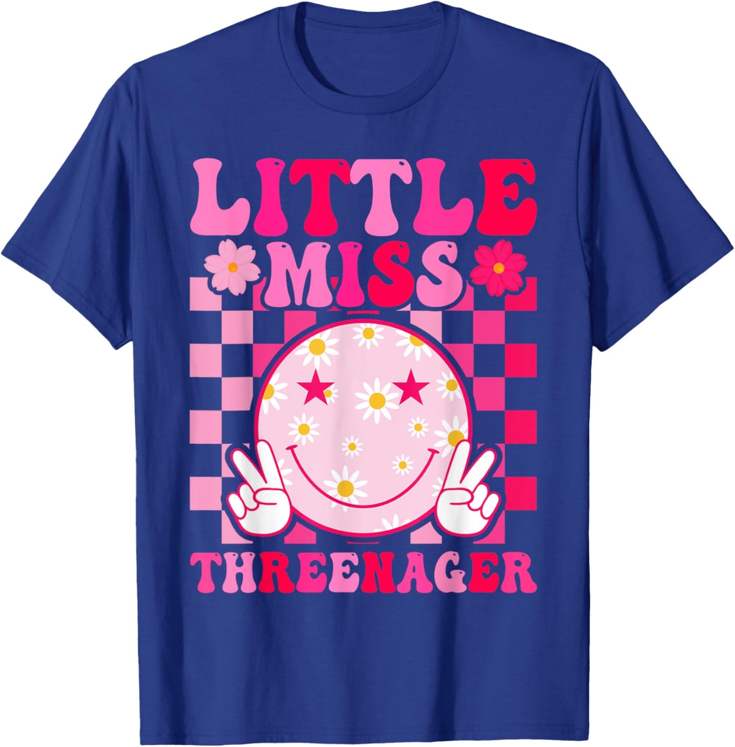 Little Miss Threenager 3rd Birthday Girl Outfit Retro Flower T-Shirt - T-Shirt | Royal