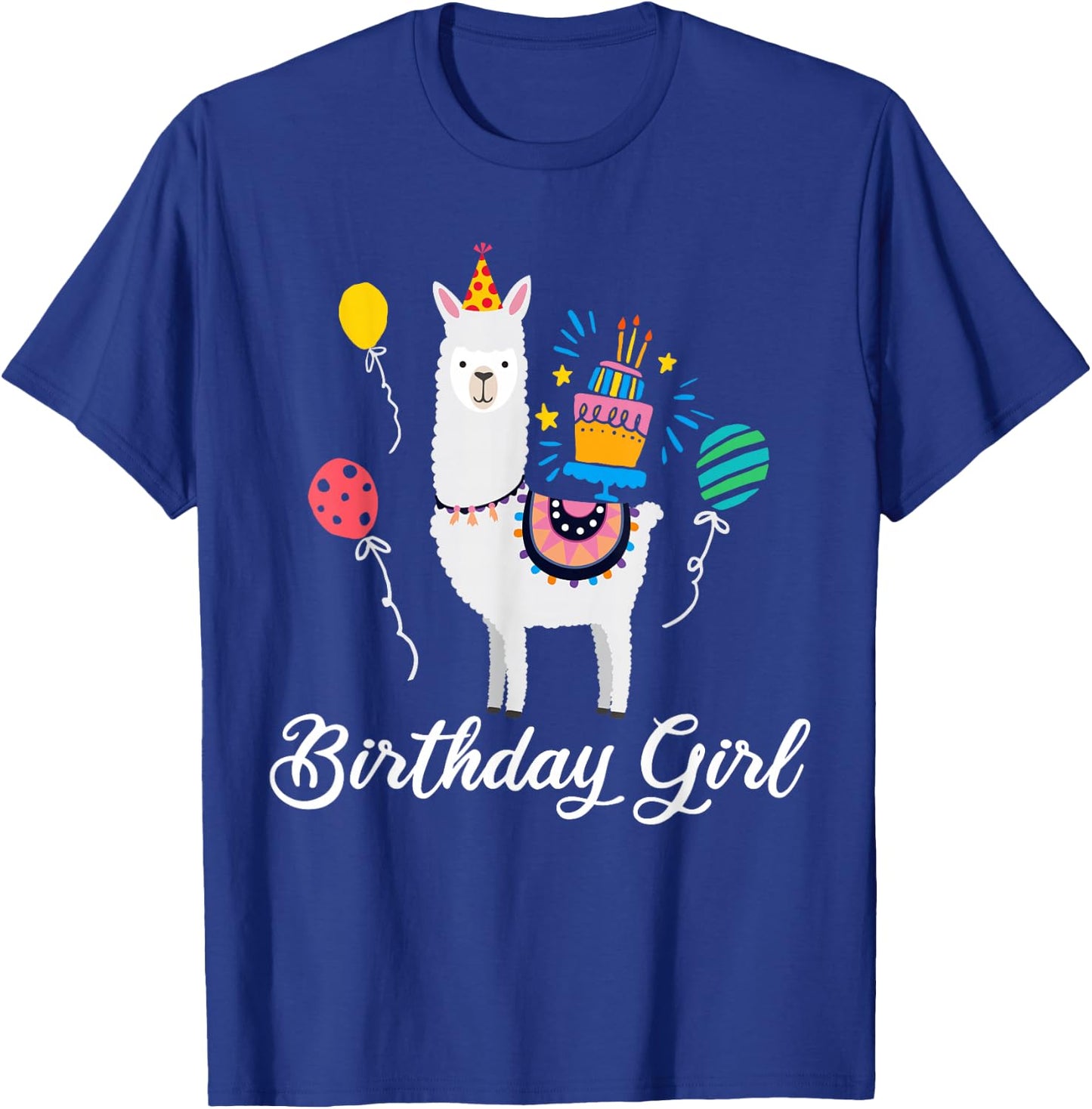 Cute Birthday Llama Girl T Shirt Alpaca Animal Kids Gift T-Shirt - T-Shirt | Royal