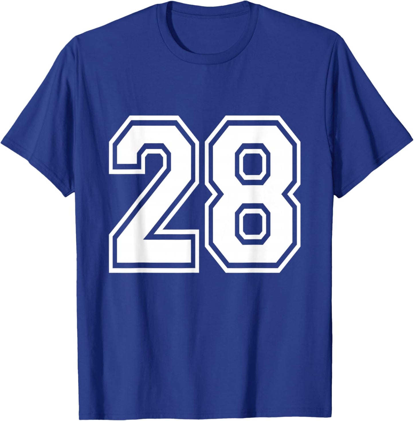 Number 28 Varsity Sports Team Jersey 28th Birthday 28 Years T-Shirt - T-Shirt | Royal