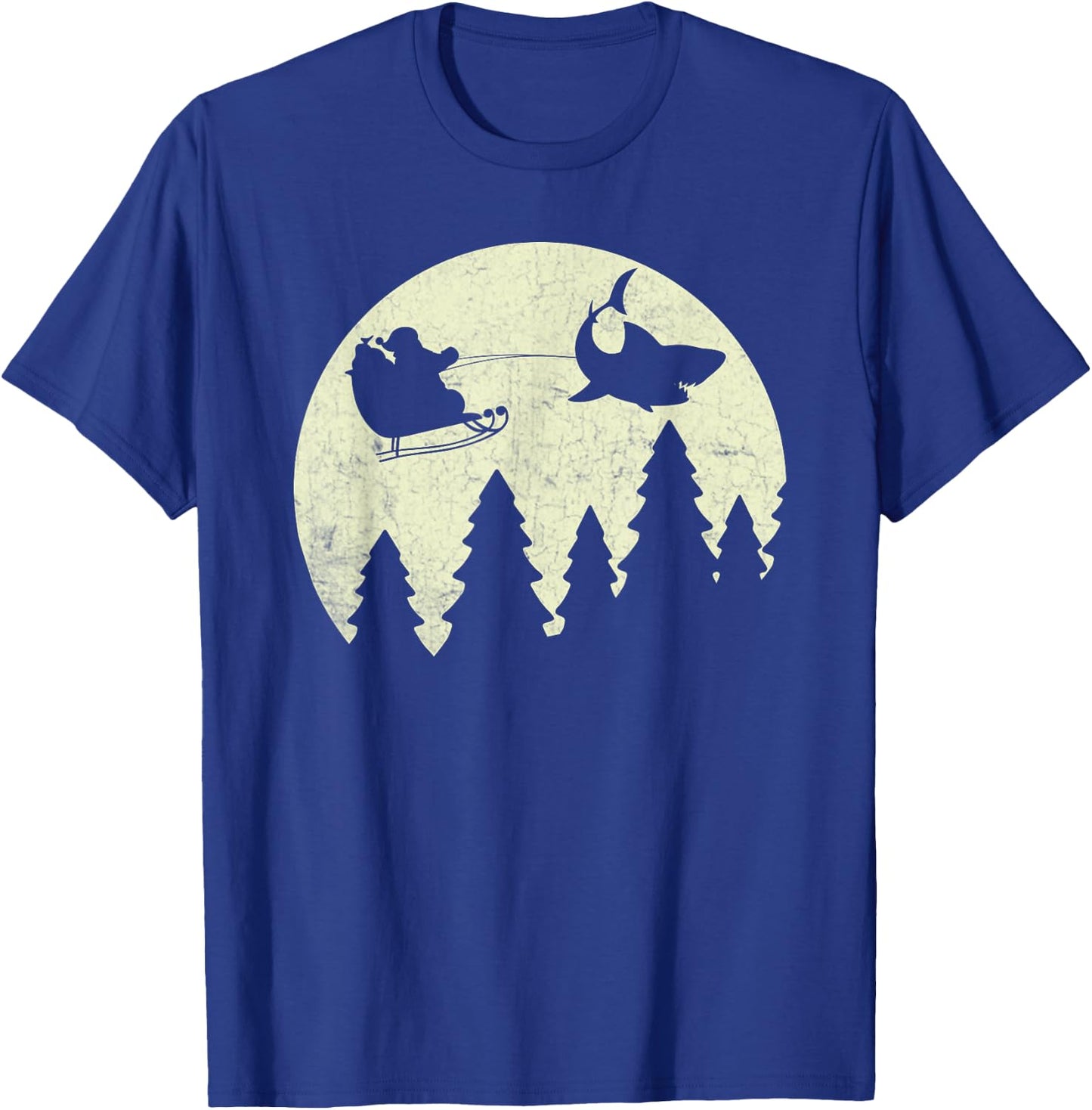 Santa Claus Shark Sleigh Christmas Funny T-Shirt - T-Shirt | Royal
