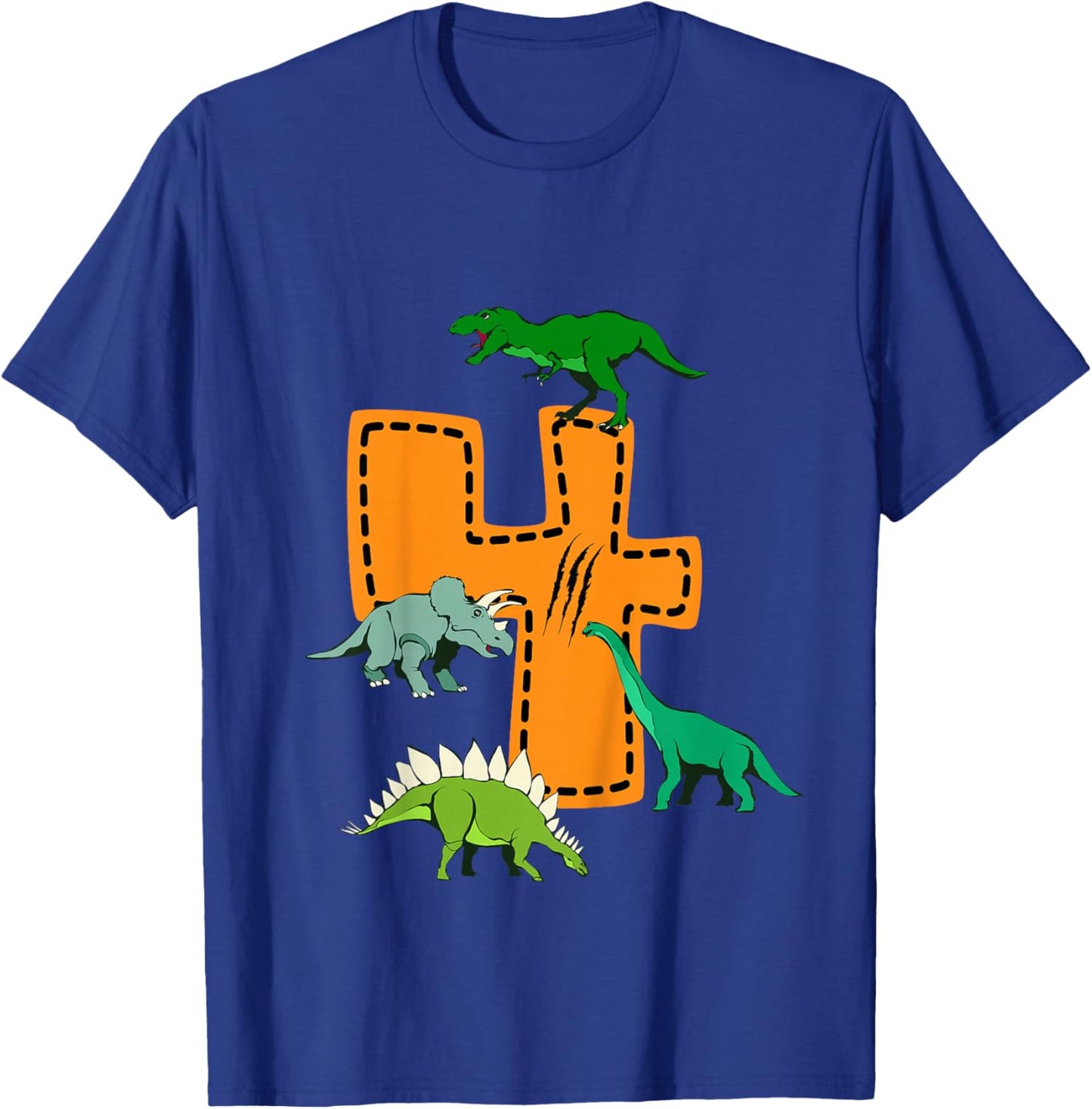 I'm 4 Dinosaurs 4th Children's Son's Dino Birthday Party T-Shirt - T-Shirt | Royal
