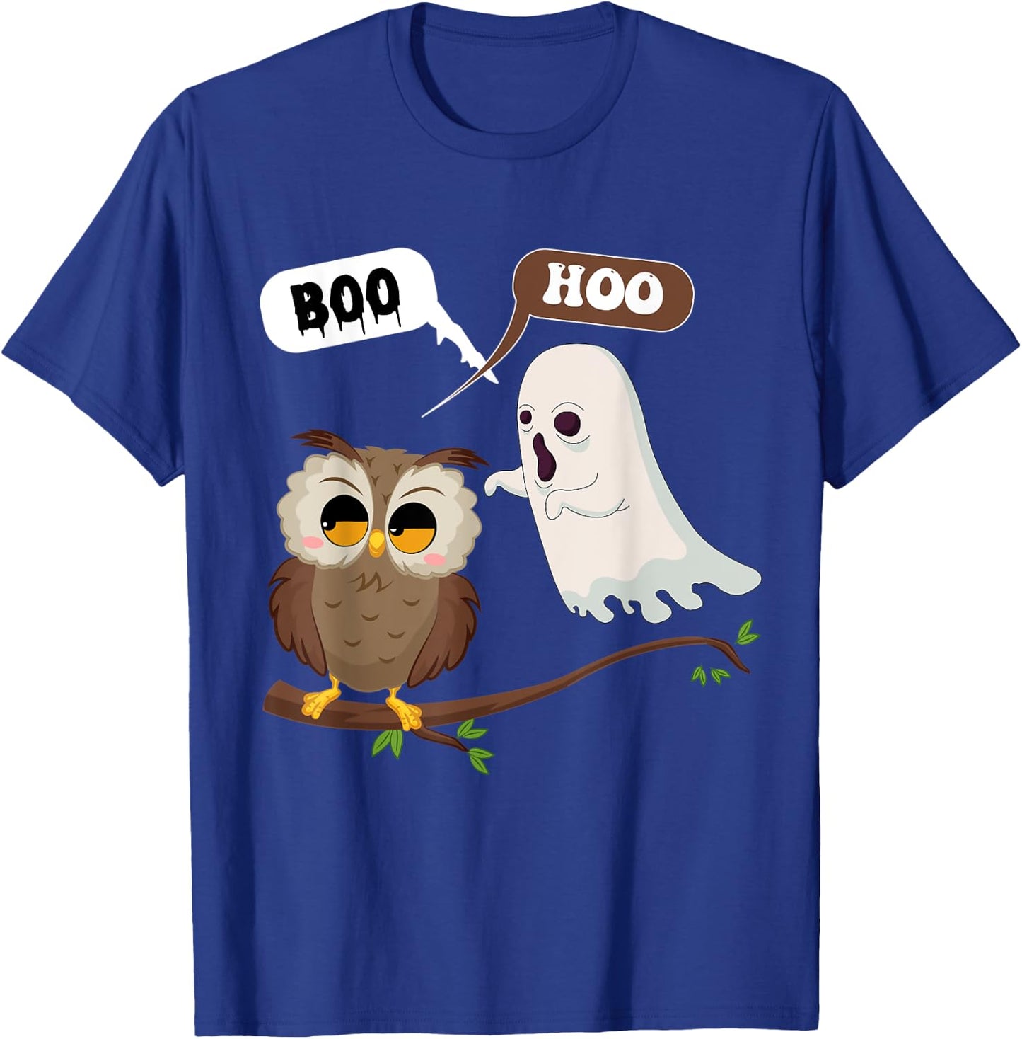 Funny Halloween Ghosts And Owl Saying Boo Hoo, Spooky Season T-Shirt - T-Shirt | Royal