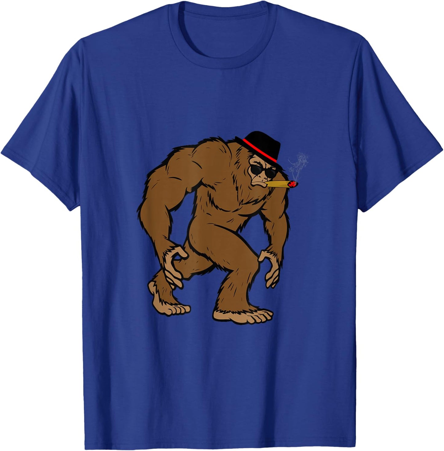 Bigfoot With Cigar Cigar Lover Smoking Design T-Shirt - T-Shirt | Royal