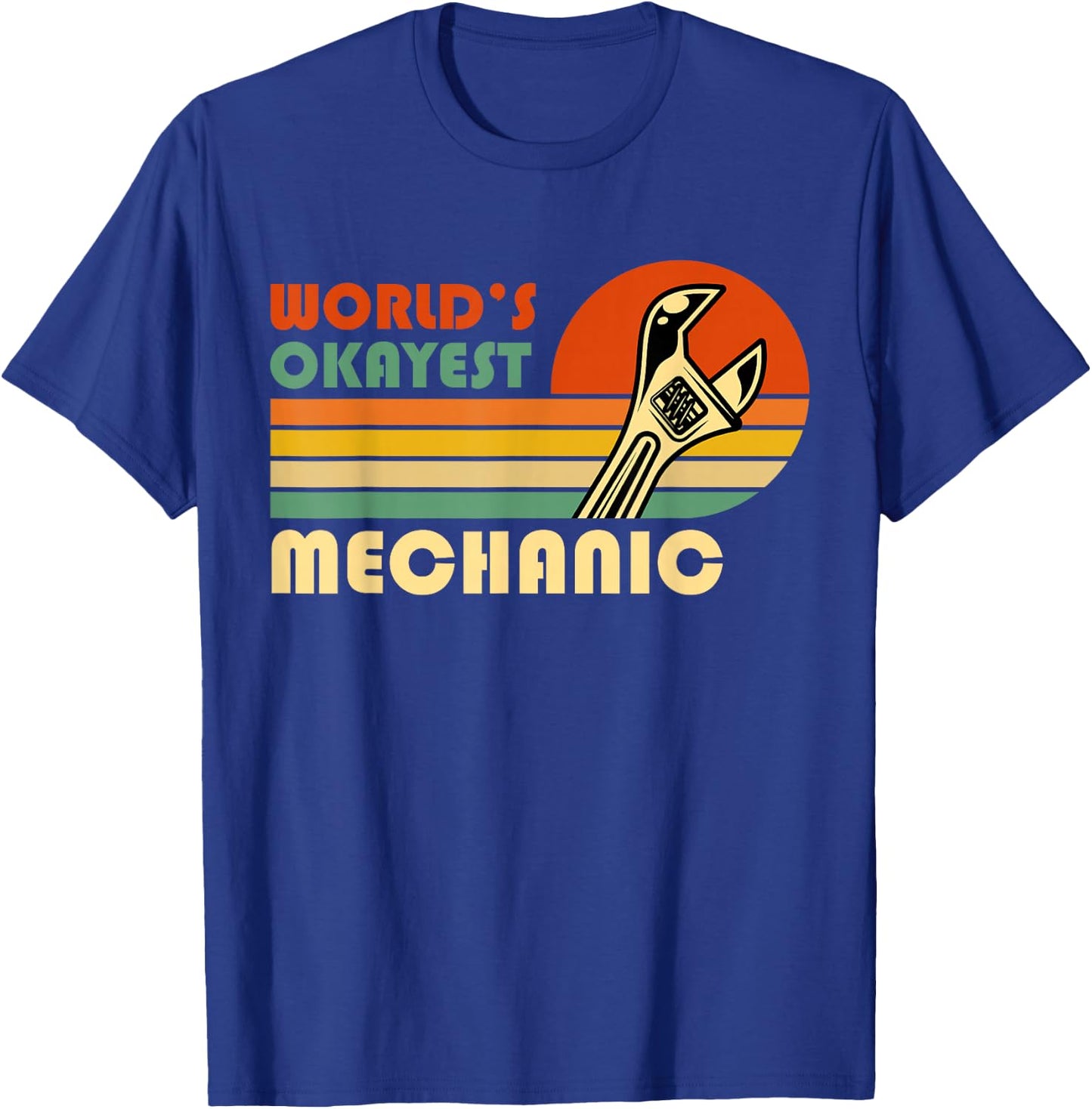 World's Okayest Mechanic - Funny Retro Vintage Gift T-Shirt - T-Shirt | Royal