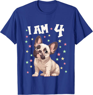 4 Years old 4th birthday French Bulldogs French Bulldog Kids T-Shirt - T-Shirt | Royal