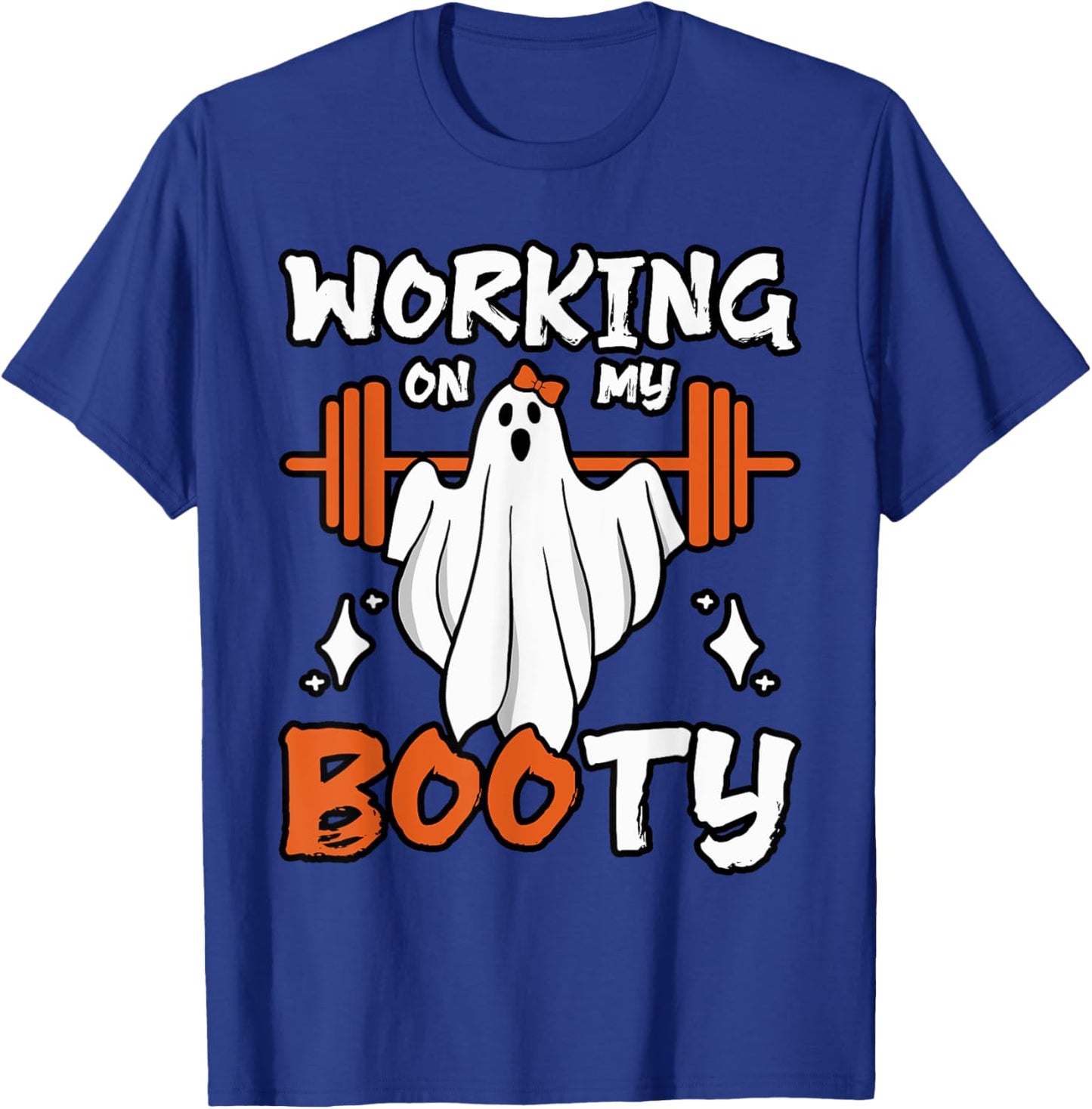 Working On My Booty Ghost Weightlifter Fitness Halloween T-Shirt - T-Shirt | Royal