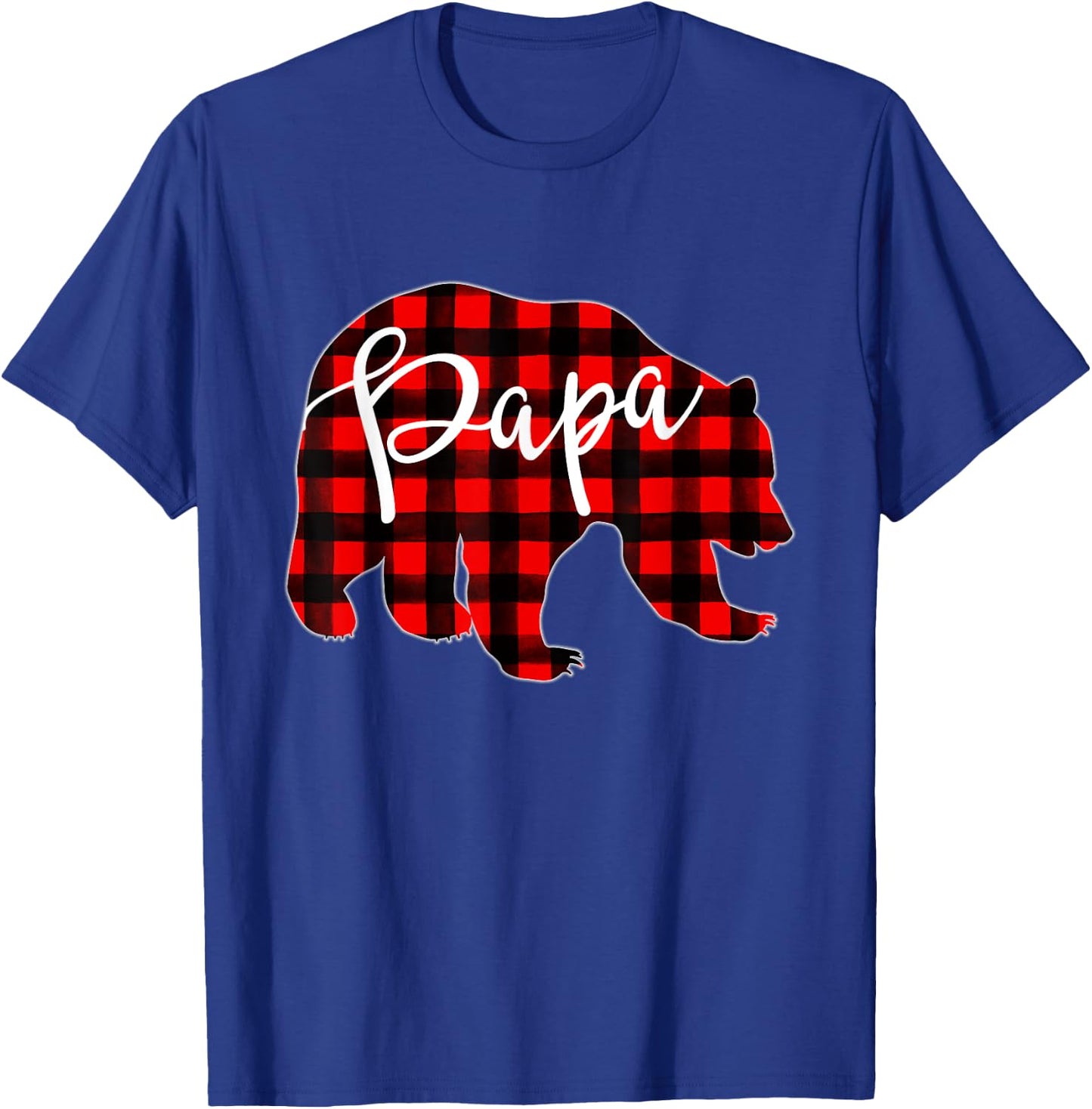 PAPA BEAR | Red Plaid Matching Family Christmas Eve Buffalo T-Shirt - T-Shirt | Royal