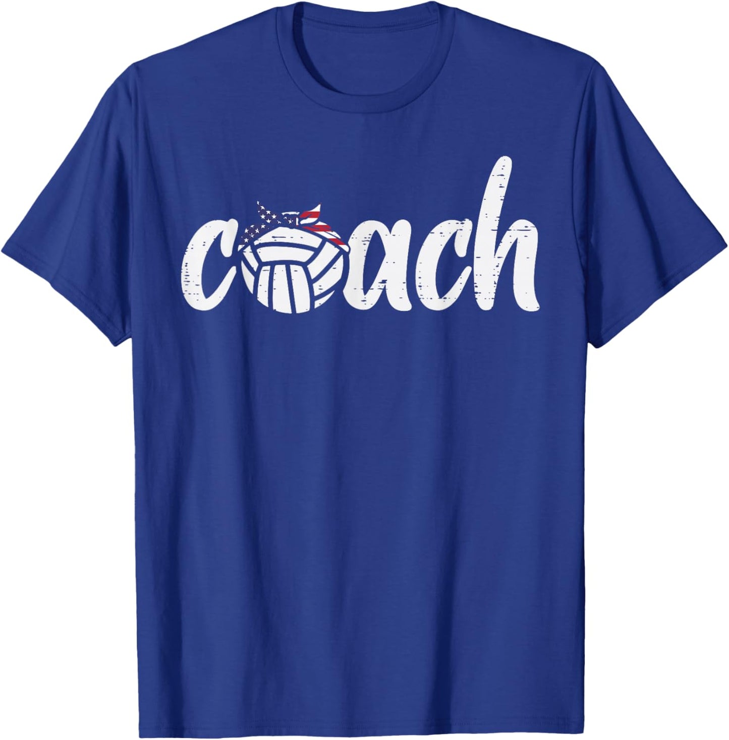 Volleyball Coach US Flag Bandana Vintage Patriotic Men Women T-Shirt - T-Shirt | Royal
