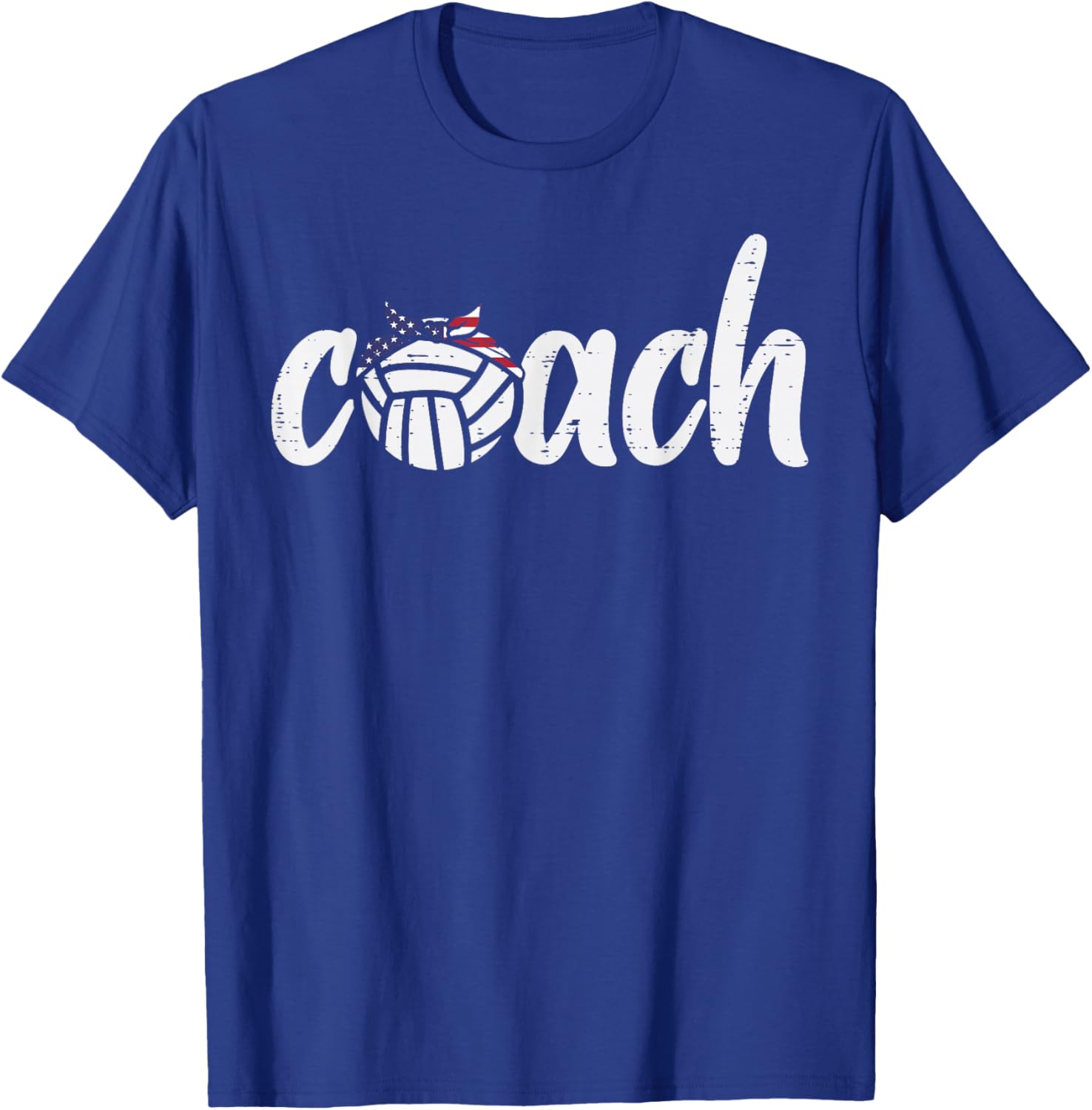 Volleyball Coach US Flag Bandana Vintage Patriotic Men Women T-Shirt - T-Shirt | Royal