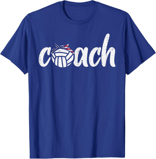 Volleyball Coach US Flag Bandana Vintage Patriotic Men Women T-Shirt - T-Shirt | Royal