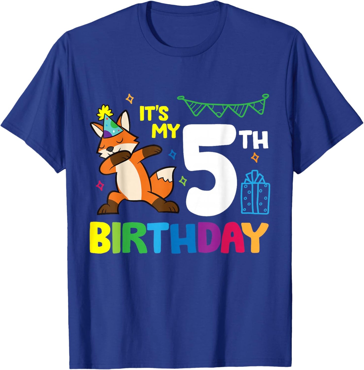 Fox Birthday It's My 5th Birthday Fox Birthday Party T-Shirt - T-Shirt | Royal
