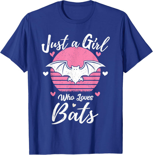 Women Girls Bat Lover Gift Just A Girl Who Loves Bats T-Shirt - T-Shirt | Royal