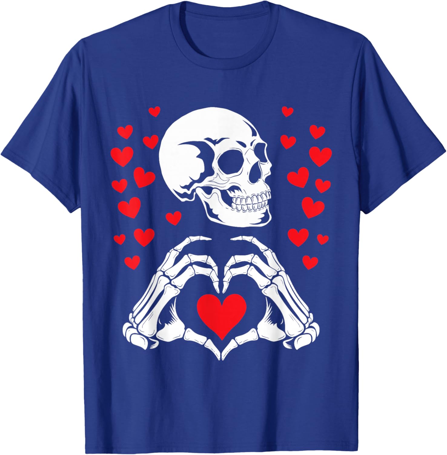 Skeleton Skull Hands Heart Valentines Day Funny Bones Love T-Shirt - T-Shirt | Royal