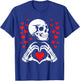 Skeleton Skull Hands Heart Valentines Day Funny Bones Love T-Shirt - T-Shirt | Royal