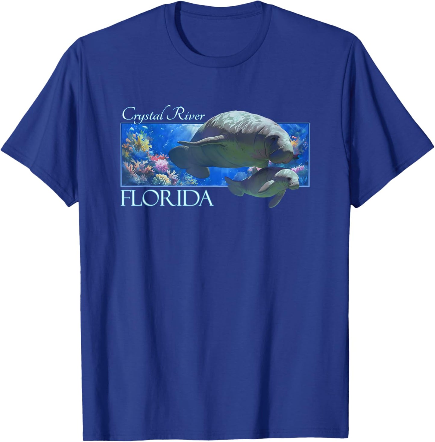 Crystal River Florida Vacation Cute Manatees Sea Cow T-Shirt - T-Shirt | Royal