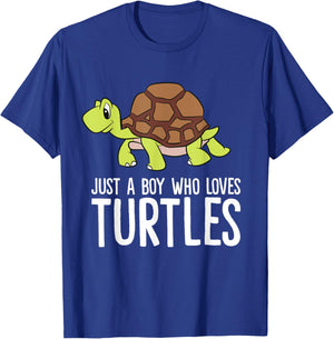 Just a Boy Who Loves Turtles Funny Turtle T-Shirt - T-Shirt | Royal