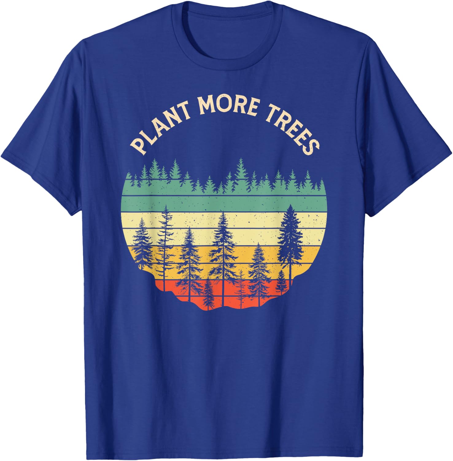 Vintage Retro Style 80s Happy Pine Trees Plant more trees T-Shirt - T-Shirt | Royal