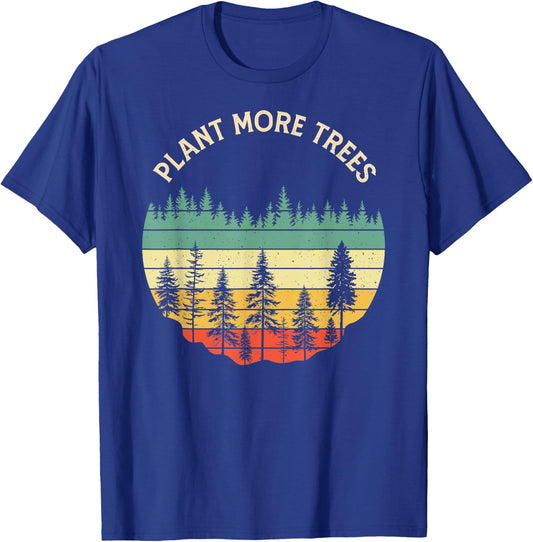 Vintage Retro Style 80s Happy Pine Trees Plant more trees T-Shirt - T-Shirt | Royal