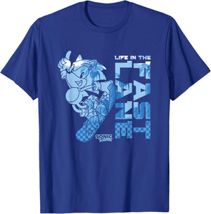 Sonic The Hedgehog Life in the Fast Lane Snowboarding Retro T-Shirt - T-Shirt | Royal