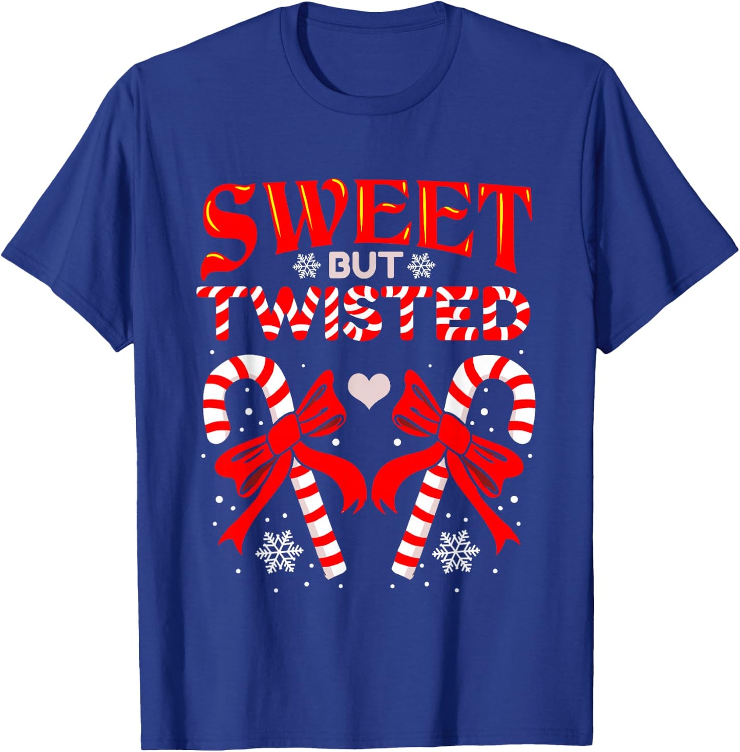 Sweet But Twisted Candy Cane Christmas Short Sleeve T-Shirt - T-Shirt | Royal