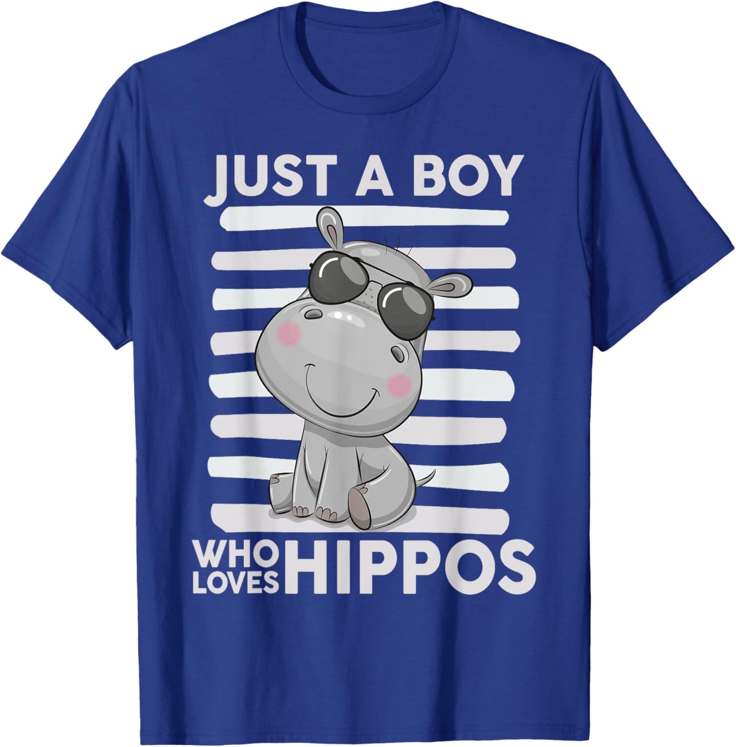 Kids Hippo-Shirt Toddler Funny Just A Boy Who Loves Hippos T-Shirt - T-Shirt | Royal