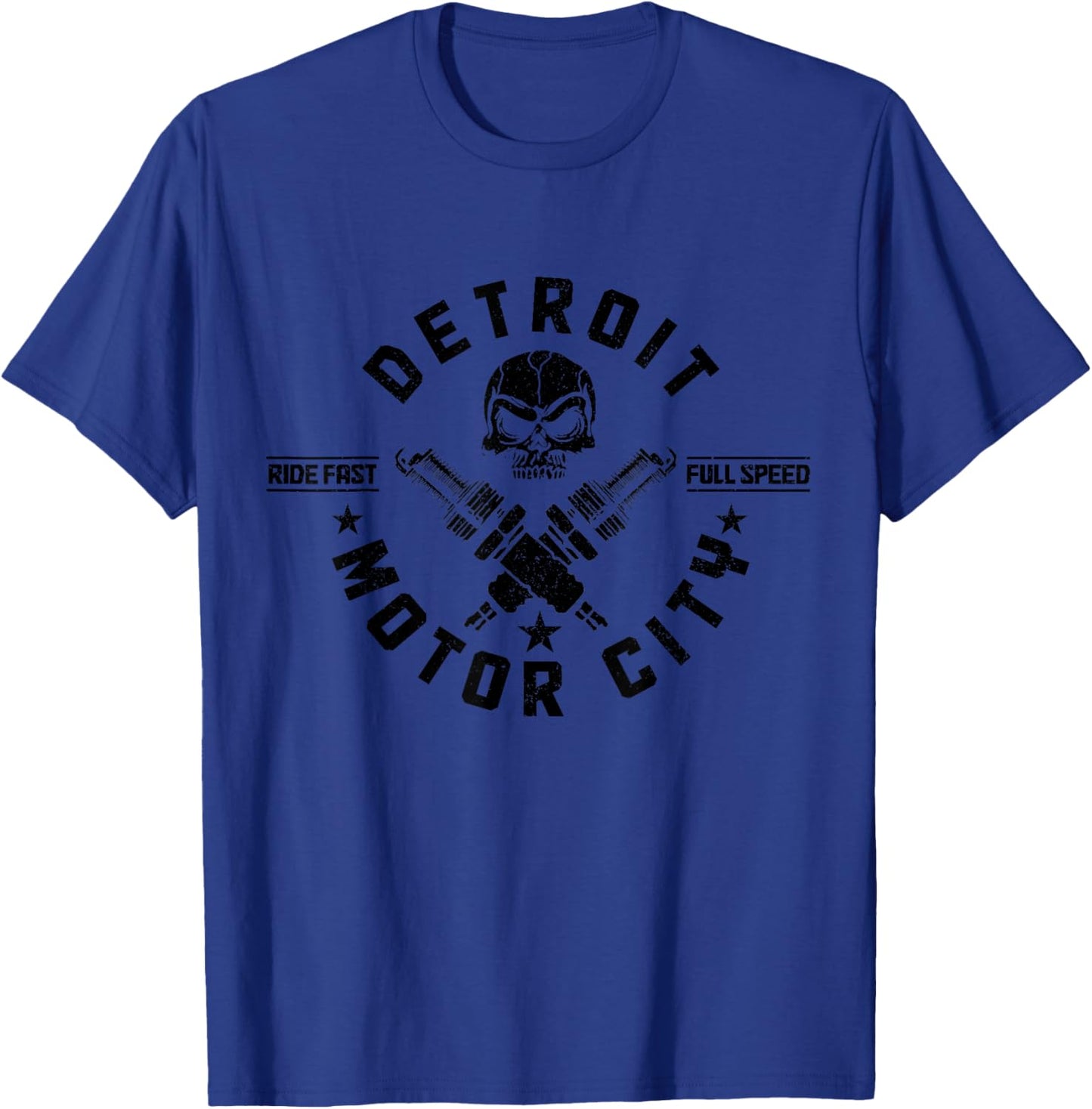 Detroit Michigan Motor City Vintage Biker Jacket T-Shirt - T-Shirt | Royal