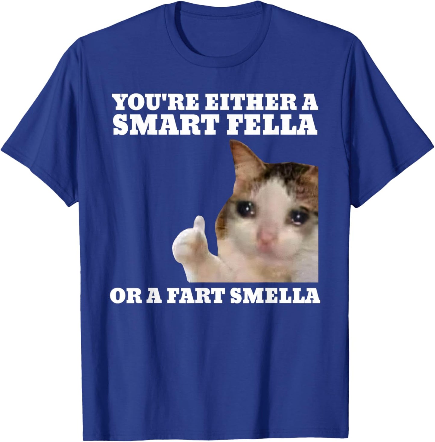 Funny Cat You're Either A Smart Fella Or A Fart Smella T-Shirt - T-Shirt | Royal