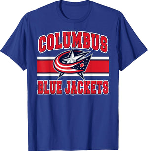 Columbus Blue Jackets Stripe Officially Licensed T-Shirt - T-Shirt | Royal