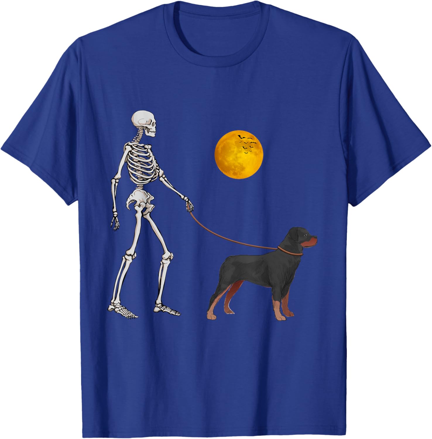Rottweiler Skeleton Dog Walking Halloween Costume Men Women Kids T-Shirt - T-Shirt | Royal
