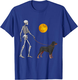Rottweiler Skeleton Dog Walking Halloween Costume Men Women Kids T-Shirt - T-Shirt | Royal