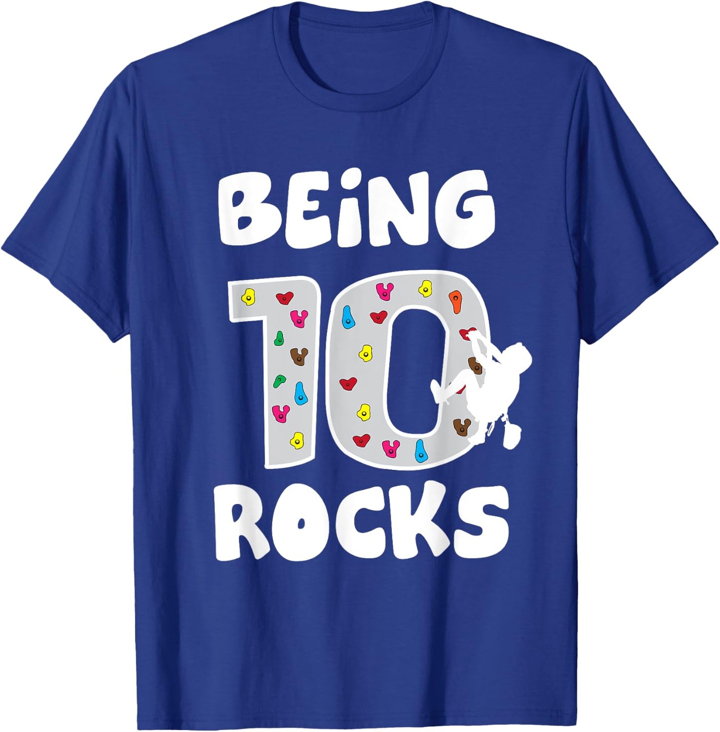 Rock Climbing Funny 10 Years Old 10th Birthday Gift Kids T-Shirt - T-Shirt | Royal