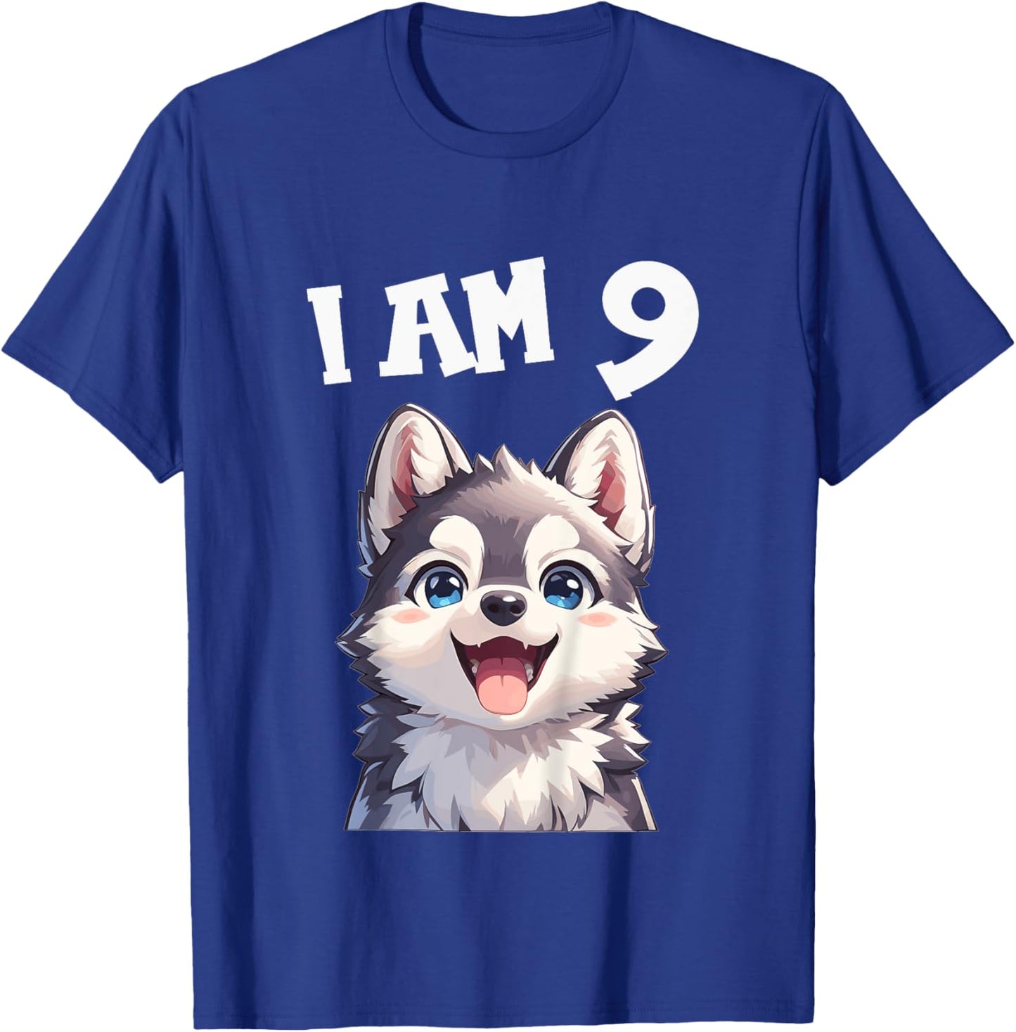 Kids 9 Years old 9th birthday Husky Dogs Husky Dog T-Shirt - T-Shirt | Royal