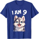 Kids 9 Years old 9th birthday Husky Dogs Husky Dog T-Shirt - T-Shirt | Royal