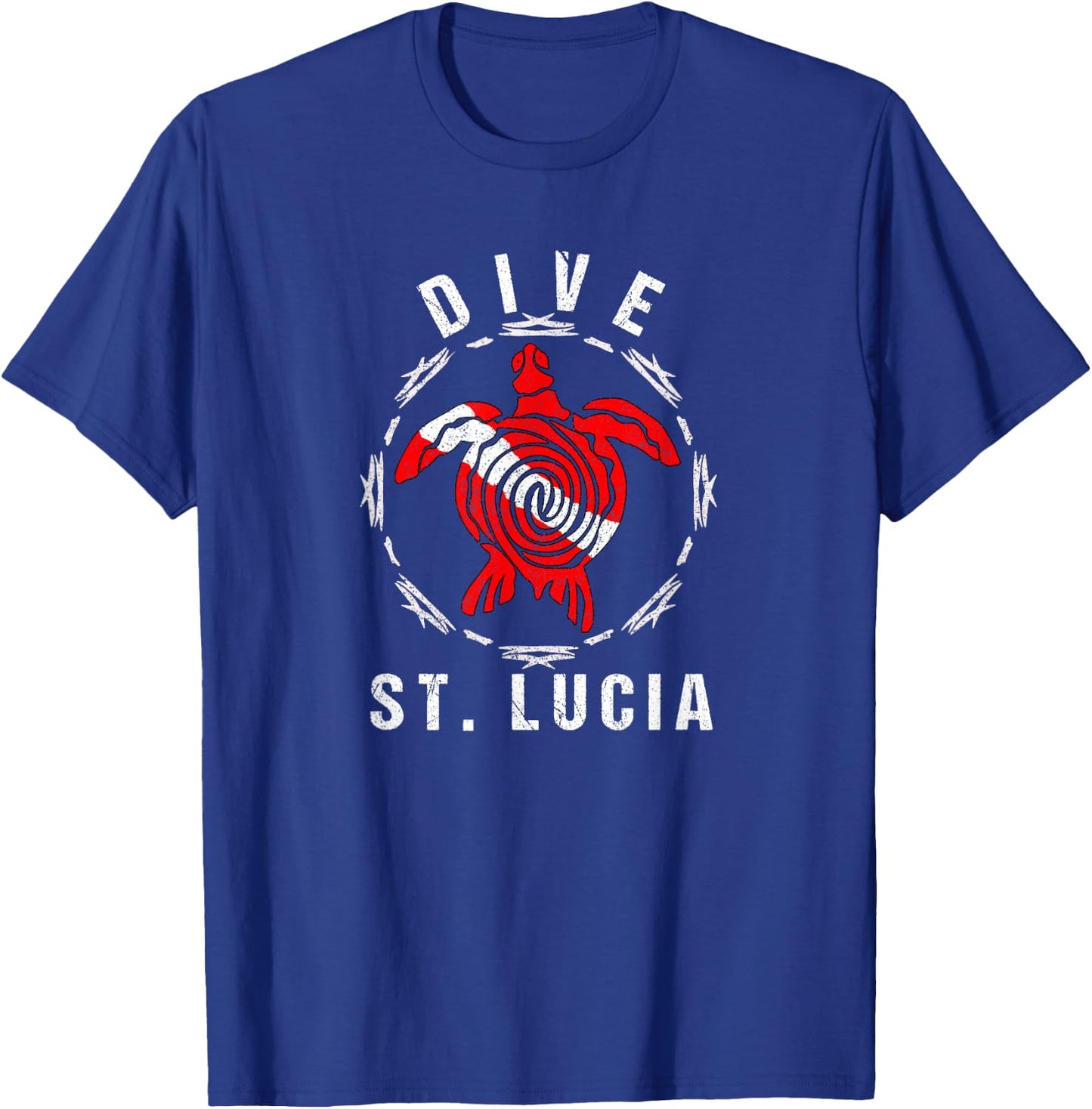 Dive St. Lucia Vintage Tribal Turtle Gift T-Shirt - T-Shirt | Royal