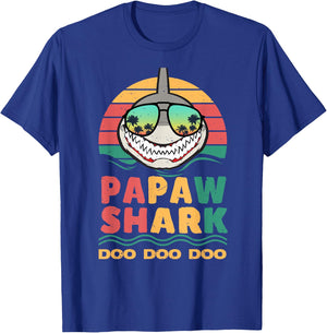 FAMILY 365 Papaw Shark Fathers Day Papa Dad Grandpa Men Gift T-Shirt - T-Shirt | Royal