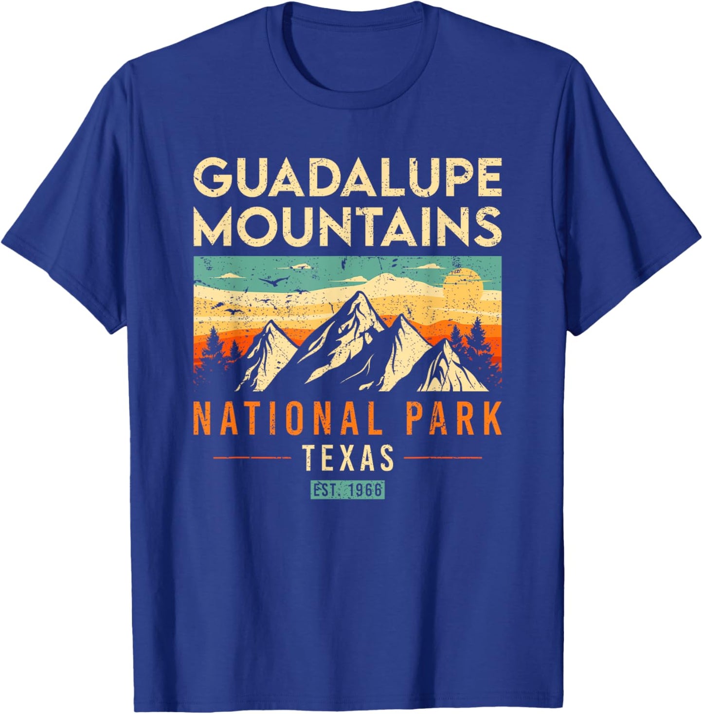 Guadalupe Mountains Est 1966 Texas Retro National Park T-Shirt - T-Shirt | Royal