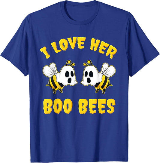 Halloween I Love Her Boo Bees Funny T-Shirt - T-Shirt | Royal