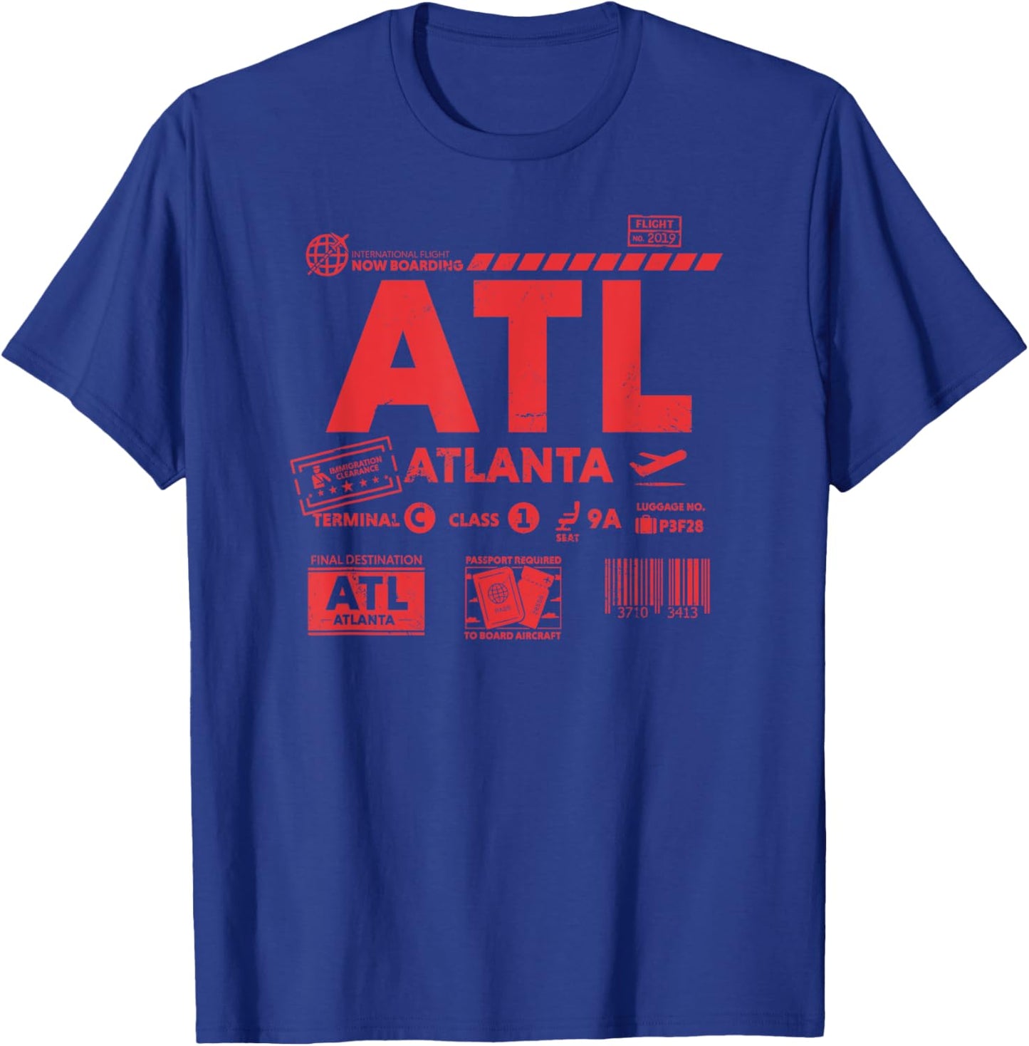Vintage Atlanta ATL Airport Code Travel Day Retro Travel ATL T-Shirt - T-Shirt | Royal