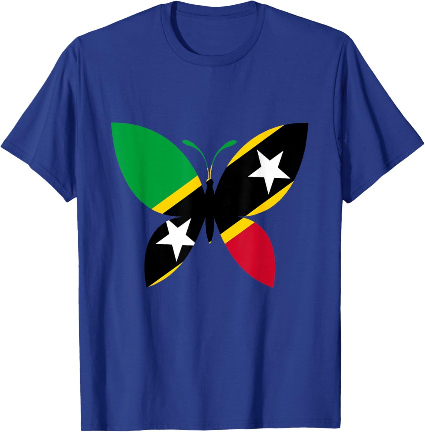 Saint Kitts and Nevis Kittitian Butterfly Nevisian Flag T-Shirt - T-Shirt | Royal