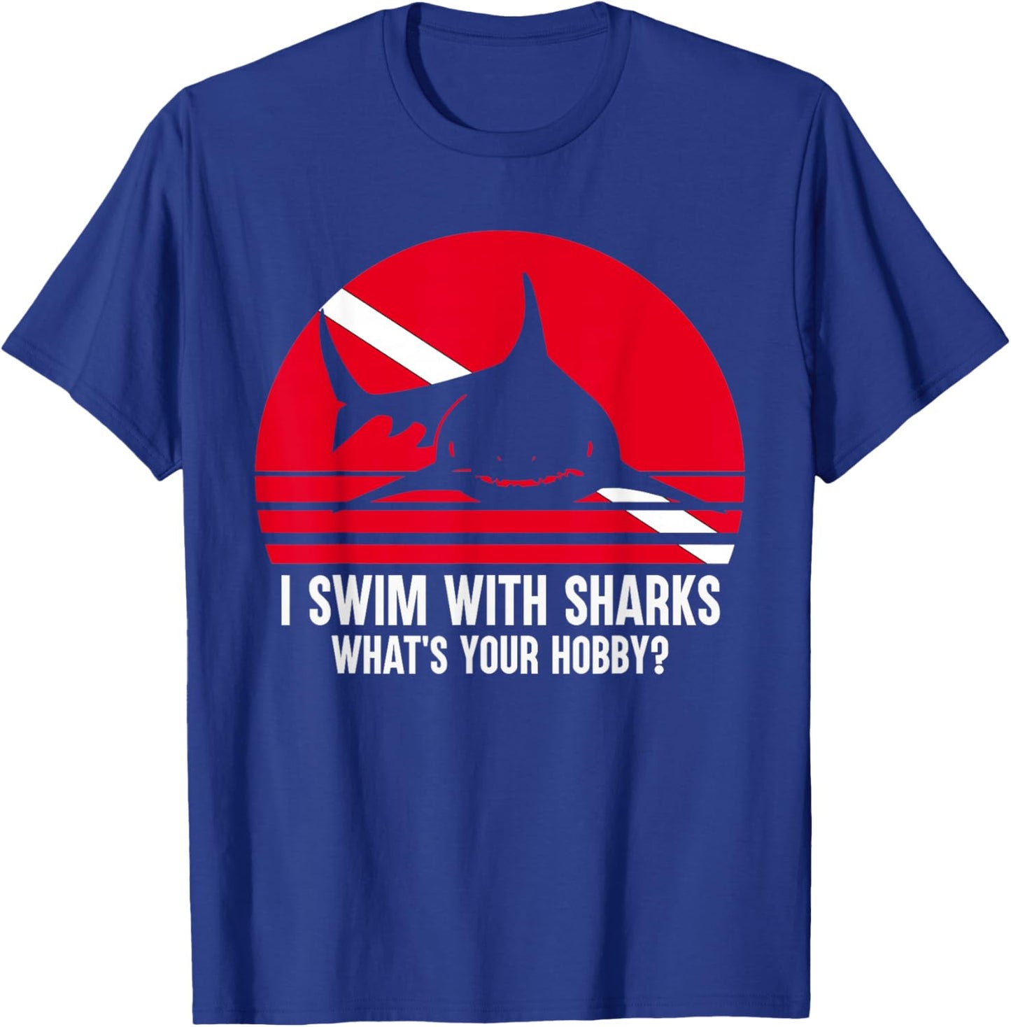 Scuba Diver Gift Shark Ocean Vintage Scuba Diving Flag T-Shirt - T-Shirt | Royal