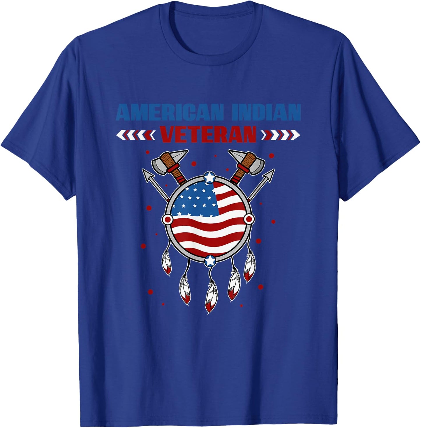 Native American Indian Veteran USA Flag Patriotic Indigenous Men T-Shirt - T-Shirt | Royal