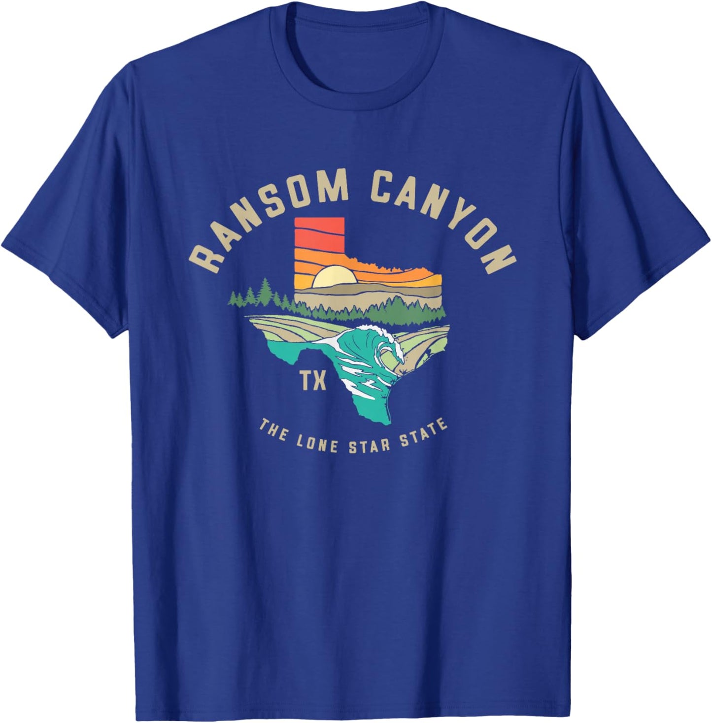 Ransom Canyon Texas Outdoors Vintage Nature Illustration T-Shirt - T-Shirt | Royal