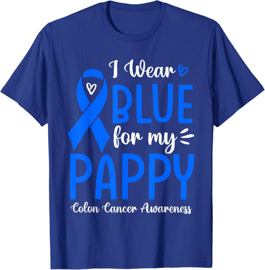 I Wear Blue For My Pappy Colon Cancer Awareness Family T-Shirt - T-Shirt | Royal