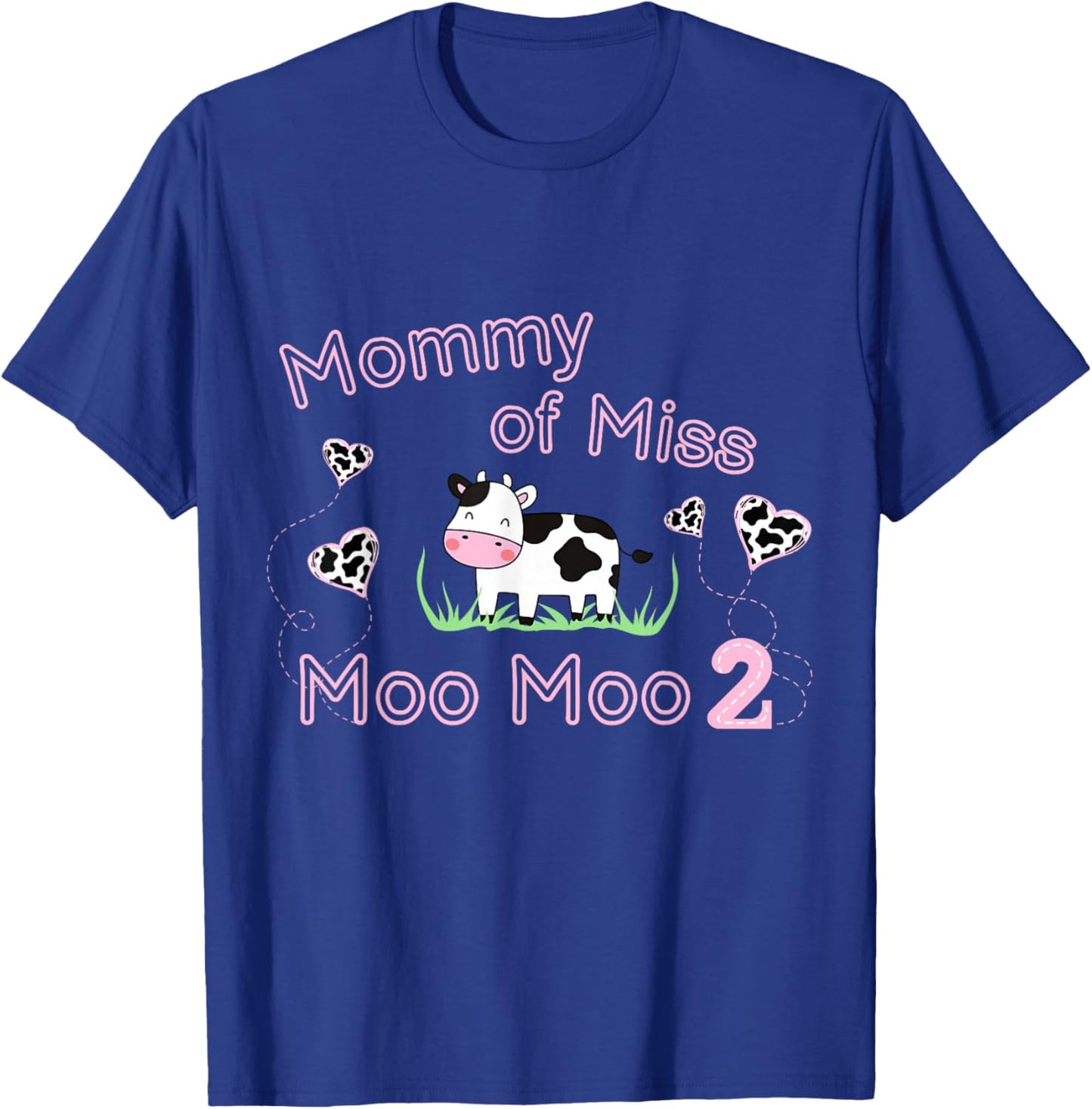 Girl Second Birthday Party Pink Cow Mommy Moo I'm Two Animal T-Shirt - T-Shirt | Royal