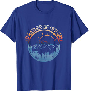 I'd Rather Be Off Grid, Off Grid Happy Camping Mountain T-Shirt - T-Shirt | Royal
