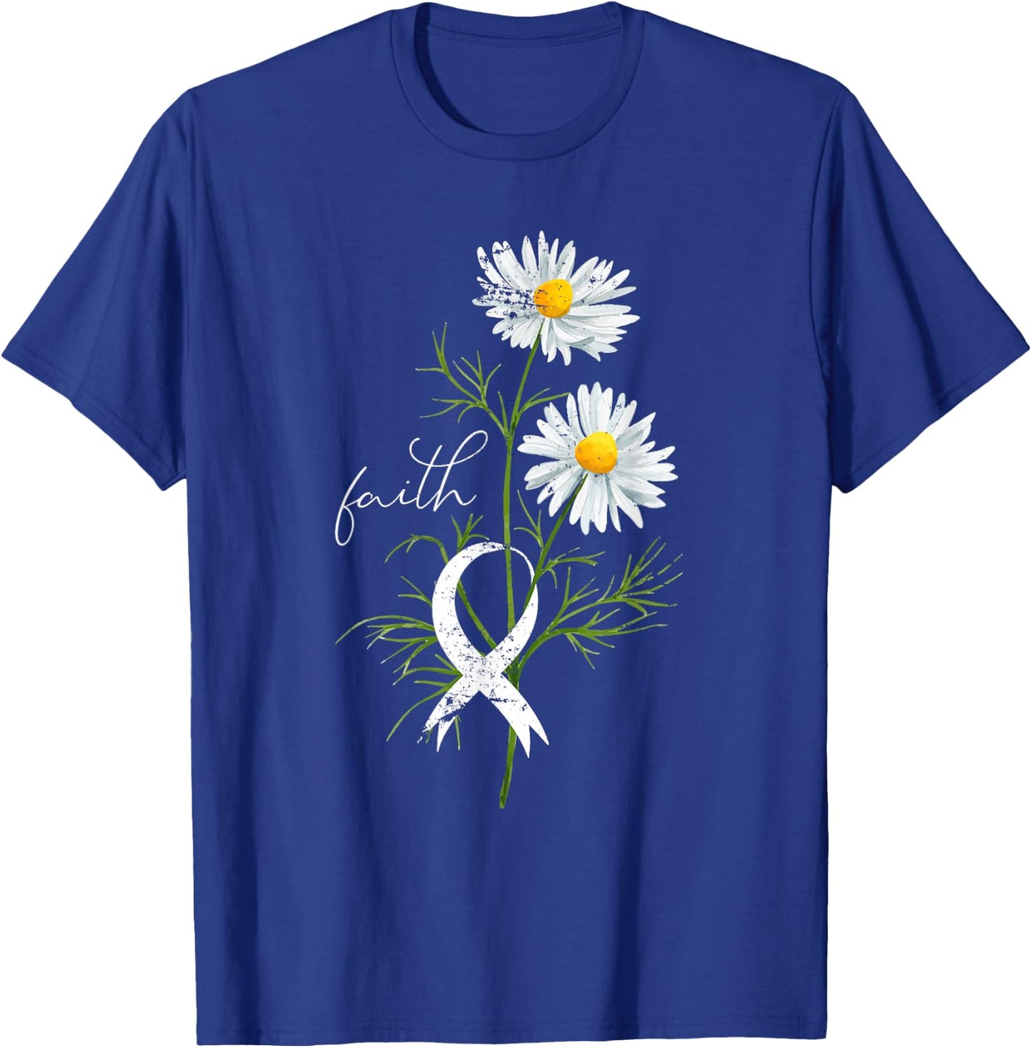 Lung Cancer Fight Support White Ribbon Gift Lung Cancer T-Shirt - T-Shirt | Royal