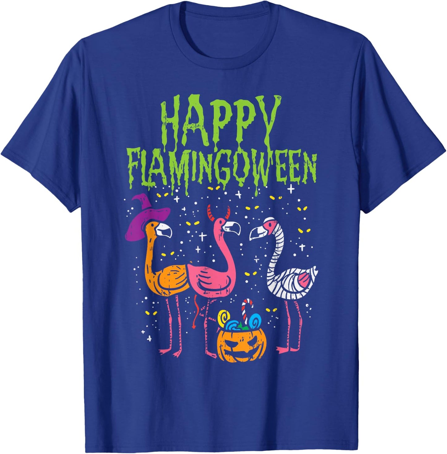 Happy Flamingoween Scary Flamingos Funny Halloween Costume T-Shirt - T-Shirt | Royal