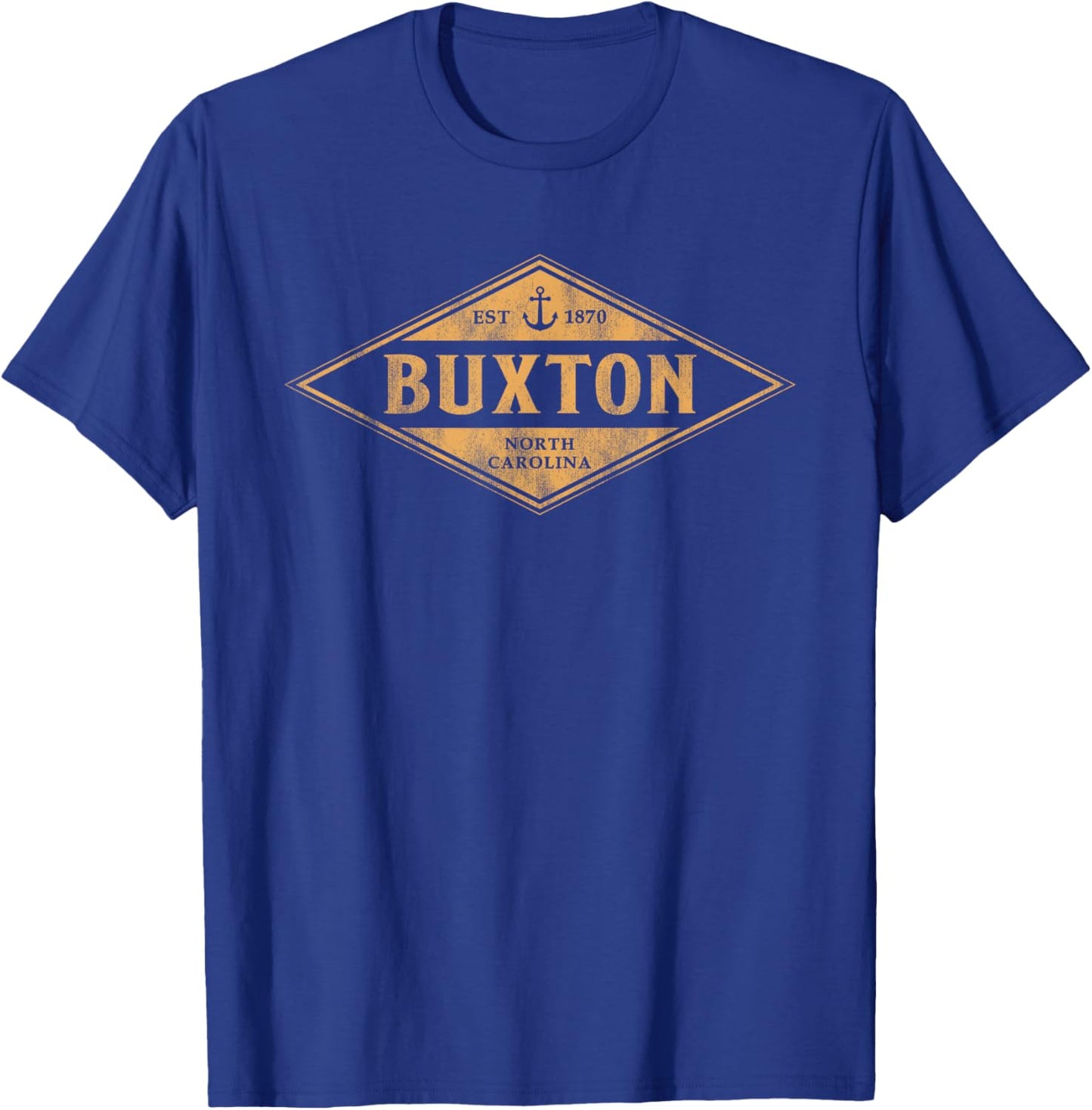 Buxton North Carolina Souvenir Vacation Vintage Badge T-Shirt - T-Shirt | Royal