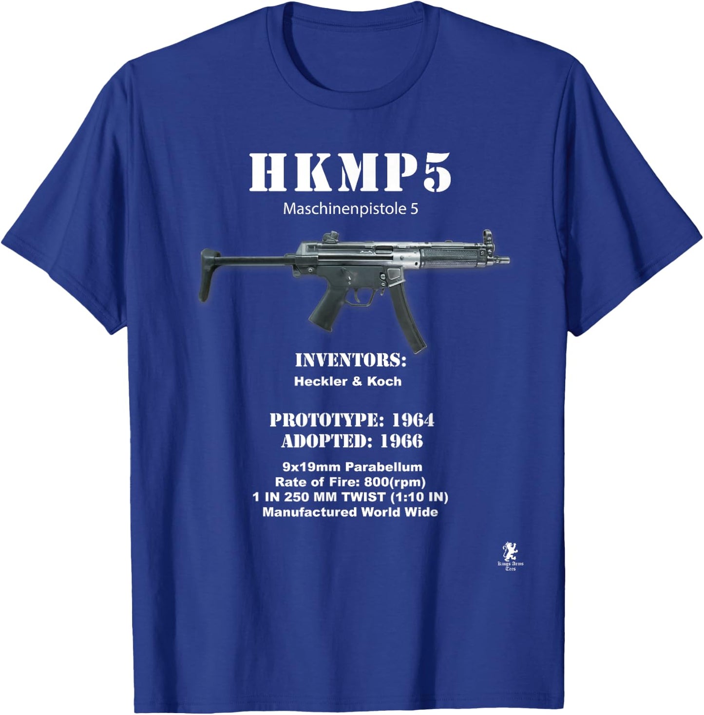 The King's Arms Men's Patriotic MP5 , Black, Small T-Shirt - T-Shirt | Royal