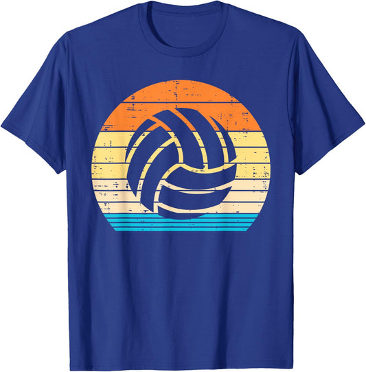 Volleyball Silhouette Retro Coach Player Men Women Kids T-Shirt - T-Shirt | Royal